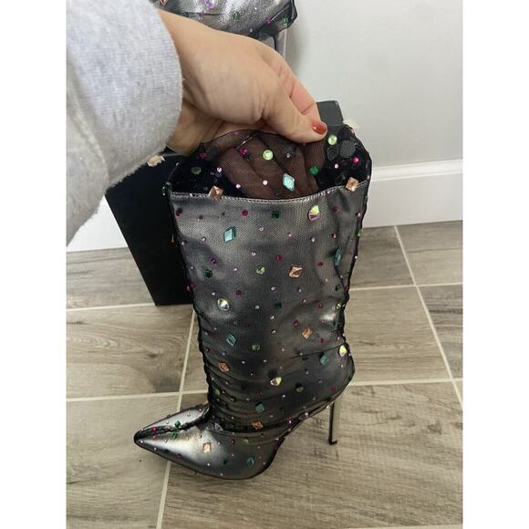 Azalea Wang Liora Women’s Stiletto Mid Calf Bootie Pointed Toe Black 7.5 NIB - Picture 5 of 10